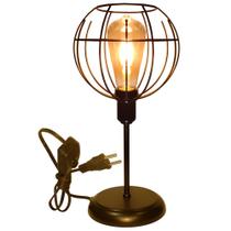 Luminária Mesa Abajur Clássico Aramado Spider Preto P/LED