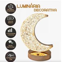 Luminária Mesa Abajur Cristal Lua Recarregável Projetor Led 3 Cores Touch Luminária Mesa Abajur Cristal Lua Recarregável Projetor Led 3 Cores Touch