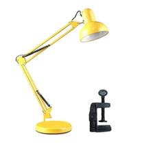 Luminária Mesa Abajur Lâmpada Articulável Base Garra Amarelo