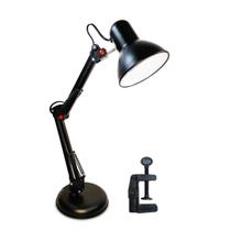 Luminária Mesa Abajur Lâmpada Articulável Base Garra Preto