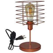 Luminária Mesa Abajur Mini Aramado Boxy Cobre P/Decorar Luminária Mesa Abajur Mini Aramado Boxy Cobre P/Decorar
