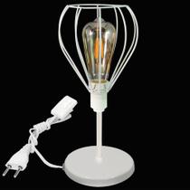 Luminária Mesa Abajur Mini Aramado Teardrop Branco P/Décor