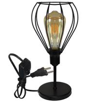 Luminária Mesa Abajur Mini Aramado Teardrop Preto P/Décor