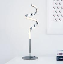 Luminária mesa / abajur moderno slim coluna metálica + perfil LED integrado em espiral - 45cm