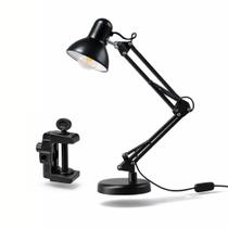 Luminária Mesa Abajur Quarto Articulável Com Garra E Base