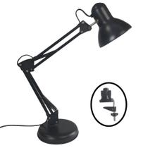 Luminaria Mesa Articulada garra Escritorio regulavel 2 em 1 Leitura Base metal Articulavel