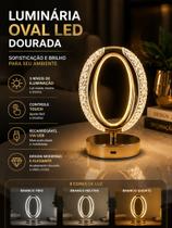 Luminária Mesa LED Oval USB 3 Cores Dourada para Quarto Sala Escritório Luminária Mesa LED Oval USB 3 Cores Dourada para Quarto Sala Escritório