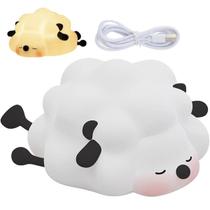 Luminaria Mesa Olvelhinha Dorminhoca Touch USB Moda de Cor Recarregavel Silicone Anti Alergica Iluminaçao Decoraçao Quarto