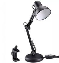 Luminaria Mesa Preto Abajur Articulável Base Garra AA2 .G