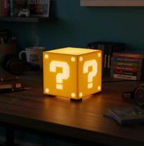 Luminária Mini Abajur de Mesa Bloco Super Mario Interrogação