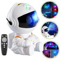 Luminária Mini Projetor Robô De Luz Noturna Astronauta Com Galáxia Decorativa Girando LEY2235