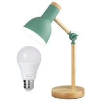 Luminária Moderna Com Base De Madeira E Toque Minimalista