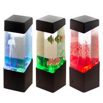 Luminária Movimentos 7 Cores LED Luz Água Viva Vulcão Peixe Luminária Movimentos 7 Cores LED Luz Água Viva Vulcão Peixe