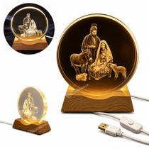 Luminária Nascimento de Jesus 3D Vidro 7,8cm LED USB Ref 22171E