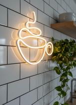 Luminária Neon LED Xícara de Café Decorativa Minimalista para Parede de Cozinha -