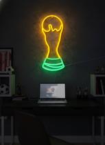 Luminária Neon Troféu Amarelo e Verde Decoração Futebol Copa Luminária Neon Troféu Amarelo e Verde Decoração Futebol Copa
