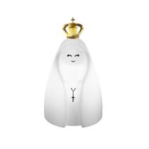 Luminária Nossa Senhora Aparecida Branca Coroa Dourada Abajur Decoração Presente Religioso Mãe Avó