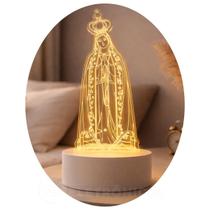 Luminária Nossa Senhora de Fátima Led 3 Cores 3D Decoração EBMZ9004 Luminária Nossa Senhora de Fátima Led 3 Cores 3D Decoração EBMZ9004