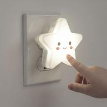 Luminária Noturna Estrela LED Colorida Quarto Infantil Decoração 1W Bivolt Luz Suave Tomada Parede