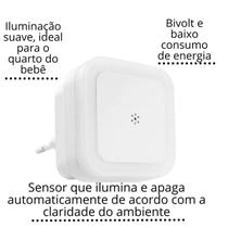 Luminaria noturna led infantil com sensor automatico