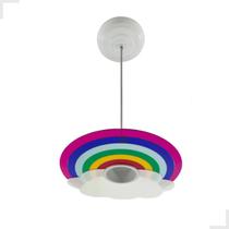 Luminária Nuvem Arco íris pendente quarto infantil menina