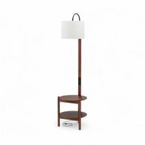 Luminária Olaria Com Mesa Auxiliar Castanho C/ Metal Preto - 76712