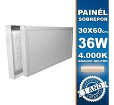 Luminaria Painel Led 30X60 Retangular Sobrepor 4000K Branco