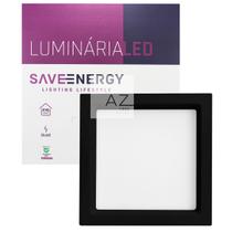 Luminária Painel Plafon Led Embutir Recuada 22x22 20w 5700k Jet Black SaveEnergy