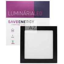 Luminária Painel Plafon Led Sobrepor 22x22 20w 3000k Jet Black SaveEnergy