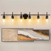 Luminária para Banheiro Foucasal 6 Lâmpadas Preto Fosco com Vidro Luminária para Banheiro Foucasal 6 Lâmpadas Preto Fosco com Vidro