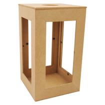 Luminária para Vela com Vidro 14,5x14,5x25,5 Mdf Madeira