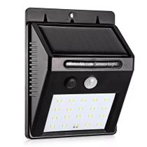 Luminária Parede Solar 30 Leds Sensor Movimento Luz Preto