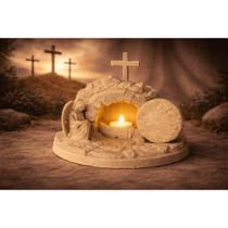 Luminária Páscoa Cristã "Ele Vive" com Vela LED Peça Religiosa para Decoração e Presente Luminária Páscoa Cristã "Ele Vive" com Vela LED Peça Religiosa para Decoração e Presente