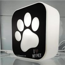 Luminária Pata I Love Pet Para Decorar e Iluminar Lâmpada Cor Branca 10010683B