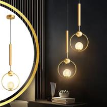 Luminária Pendente 148cm Dourado Globo Vidro Lustre Teto G9 Gimpo KJDD-E-079-GOLD