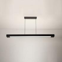 Luminária Pendente 2 Lâmp. Retangular 125cm Alumínio Preto Arky