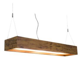 Luminária Pendente 2 Lâmp. Retangular 125cm em Madeira Imbuia