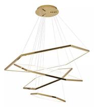 Luminária pendente 4 anéis hexagonais dourado led - 3000k branco quente