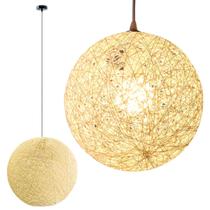 Luminária Pendente 40cm Globo Rattan Natural Lustre Rústico Bola Teto LPR40 Luminária Pendente 40cm Globo Rattan Natural Lustre Rústico Bola Teto LPR40