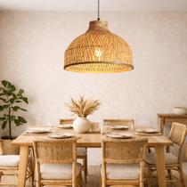 Luminária Pendente 45cm Lustre Teto Bambu Natural Gimpo KJDD-E-648-45CM