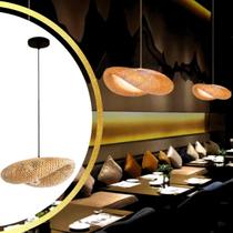Luminária Pendente 50cm Lustre Chapéu Teto Bambu Natural Gimpo KJDD-E-642-50CM
