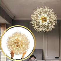 Luminária Pendente 66cm Dente Leão 1292 Cristais Dourado 16 x G9 Lustre Teto Gimpo KJDD-L-458-GOLD