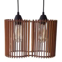 Luminária Pendente América Modelo Ripado MDF Cru