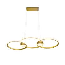 Luminária Pendente Anéis Led Dourado Moderno 60w 90cm