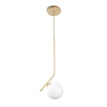 Luminária Pendente Angular Bola De Vidro Dourado Fosco Spotline