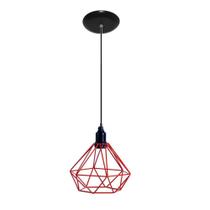 Luminária Pendente Aramado Modelo Diamante Estilo Retrô Bivolt 110v 220v Cor Vermelho Luminária Pendente Aramado Modelo Diamante Estilo Retrô Bivolt 110v 220v Cor Vermelho