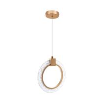 Luminária Pendente Arco Anel Cristal Dourado Led Multicor