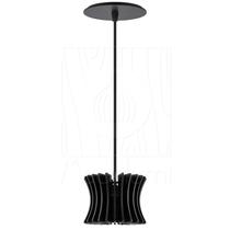 Luminária Pendente Arcum M Madeira E27 Preto Moderno
