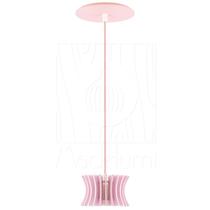 Luminária Pendente Arcum P Madeira E27 Rosa Claro Moderno