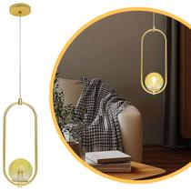 Luminária Pendente Arkom Light Dourado Globo Âmbar + Led Luminária Pendente Arkom Light Dourado Globo Âmbar + Led